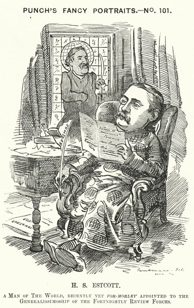 Punch cartoon: Thomas Hay Sweet Estcott, Engelse journalist en redacteur door Edward Linley (after) Sambourne