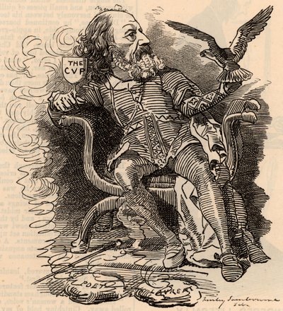 Cartoon van Alfred Tennyson (1809-1893) Engelse dichter door Edward Linley Sambourne