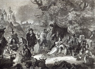 Highgate Fields tijdens de Grote Brand van Londen in 1666 door Edward Matthew Ward