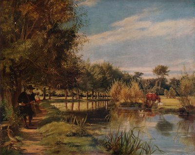 Izaak Walton aan het vissen: Een zomerse dag aan de oevers van de Colne, 1938 door Edward Matthew Ward
