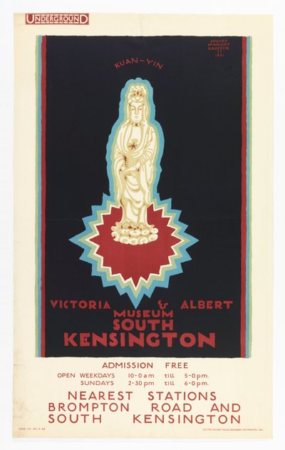 Poster, Victoria and Albert Museum, voor London Underground, 1921 door Edward McKnight Kauffer