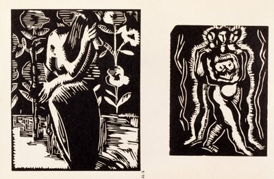 Studie, illustratie uit een bundel met houtsneden van zeven kunstenaars, uitgegeven door de Omega Workshops Ltd, Londen door Edward McKnight Kauffer