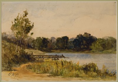 Landschap met dok en water door Edward Mitchell Bannister
