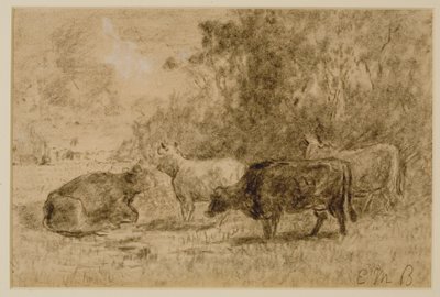 Landschap met vier koeien door Edward Mitchell Bannister