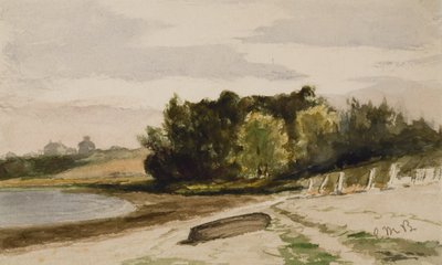 Landschap met boomstam op het strand (#40), ca. 1880 door Edward Mitchell Bannister