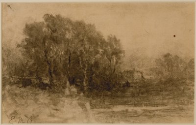 Landschap met bossen, c. 1880s door Edward Mitchell Bannister