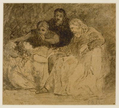 Drie figuren, vrouwen in bed (#66), c. 1880s door Edward Mitchell Bannister