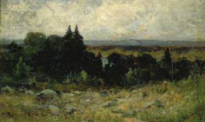 Zonder titel (landschap, velden met rotsen en bomen) door Edward Mitchell Bannister