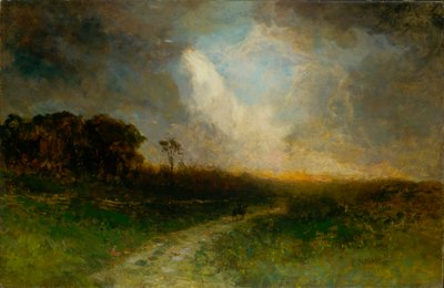 Zonder titel (landschap, man te paard) door Edward Mitchell Bannister