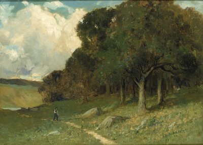 Zonder titel (man op pad met bomen op achtergrond) door Edward Mitchell Bannister