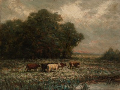 Naamloos landschap met grazende koeien door Edward Mitchell Bannister