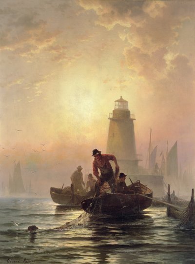 Vijver, Orient Bay, Long Island door Edward Moran