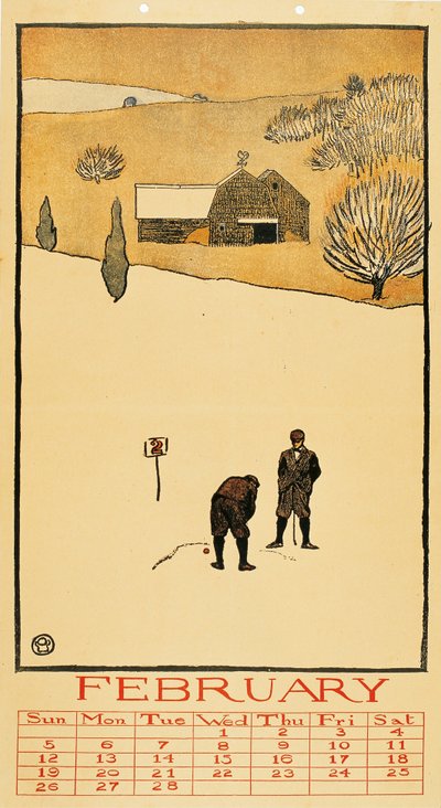 Golfkalender. Februari door Edward Penfield