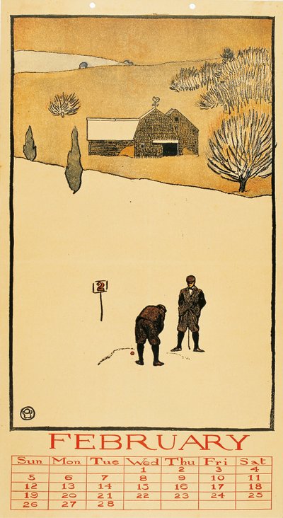 Golfkalender. Februari door Edward Penfield