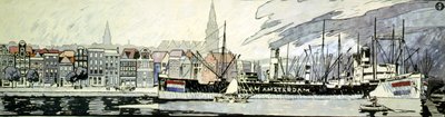Nederland en haar schepen. Aquarel door Edward Penfield door Edward Penfield