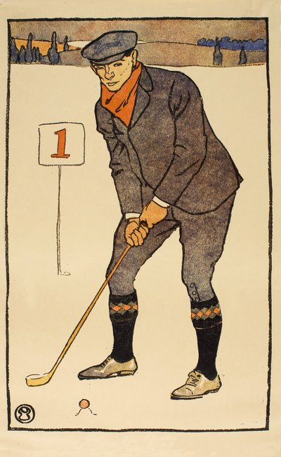Januari, detail uit 1931 Golfkalender, pub. 1931 door Edward Penfield