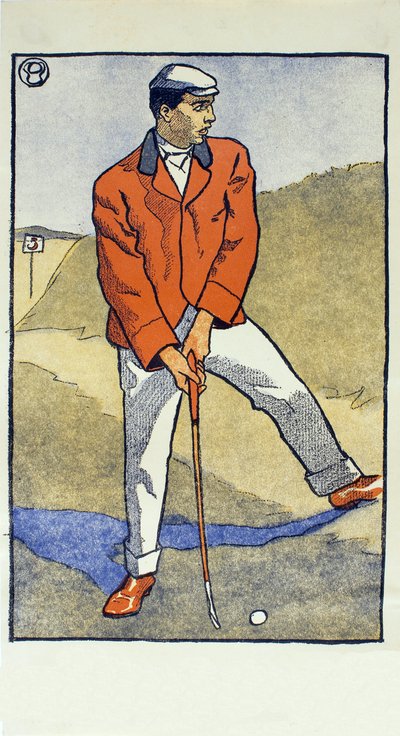 Juni/Juli, detail van 1931 Golfkalender, pub. 1931 door Edward Penfield