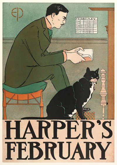 Poster voor Harpers New Monthly Magazine, februari 1898 door Edward Penfield
