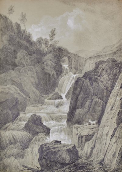 Landschap met watervallen door Edward Pretty