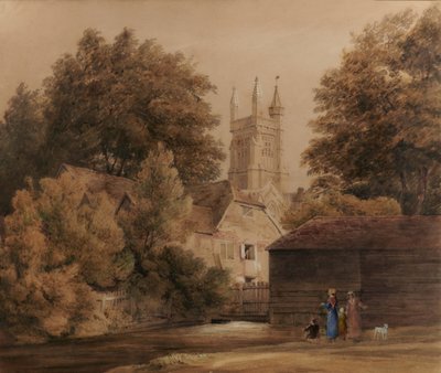 Uitzicht bij Winchester (kathedraal op de achtergrond) door Edward Pretty