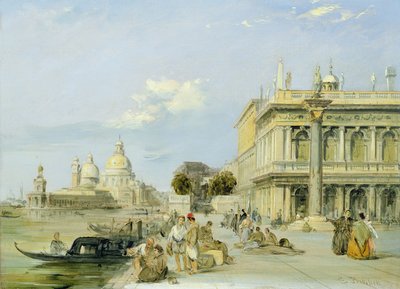 Uitzicht op de Dogana en Santa Maria della Salute vanaf de Piazzetta, Venetië door Edward Pritchett