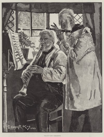 Dorpsmuzikanten repeteren door Edward R. King