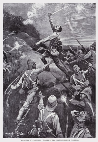 De Slag bij Stormberg, aanval van de Northumberland Fusiliers door Edward Read