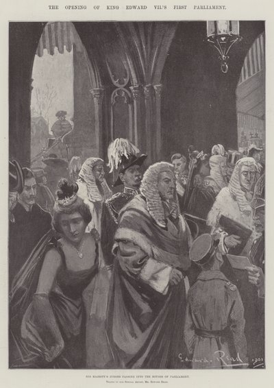 De opening van het eerste parlement van koning Edward VII door Edward Read