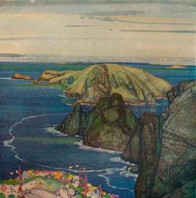 Het eiland Brecqhou, bij Sark, ca. 1921 door Edward Reginald Frampton