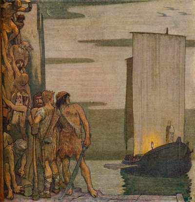 De Landing van Sint Patrick in Ierland, c1912, 1914 door Edward Reginald Frampton