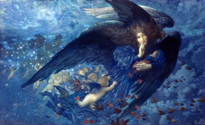 Nacht met haar trein van sterren door Edward Robert Hughes