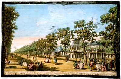 Uitzicht op de Grand Walk etc in Vauxhall Gardens genomen vanaf de ingang, Londen, c1760 door Edward Rooker