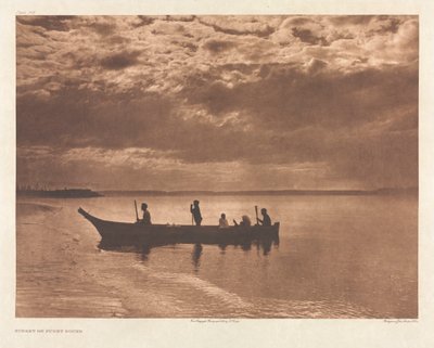 Portfolio IX, Plaat 316: Zonsondergang op Puget Sound door Edward S. Curtis