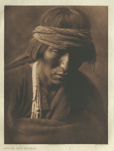 Portfolio I, Plaat 35: Hastobíga-Navaho Medicijnman door Edward S. Curtis
