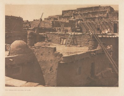 Portfolio XVII, Plaat 609: De rijtjeshuizen van Zuñi door Edward S. Curtis