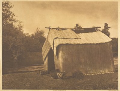 Een mattenhuis - Skokomish door Edward Sheriff Curtis