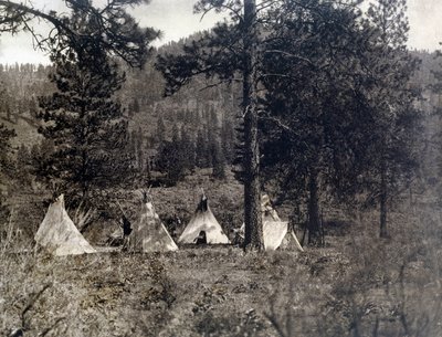 Indiaan van Amerika: kamp van de Spokan Indianen door Edward Sheriff Curtis