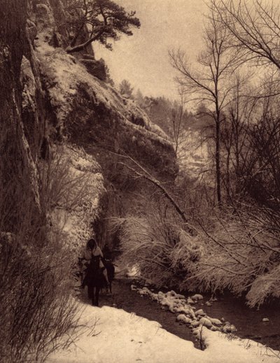 Langs de klif, winters tafereel door Edward Sheriff Curtis