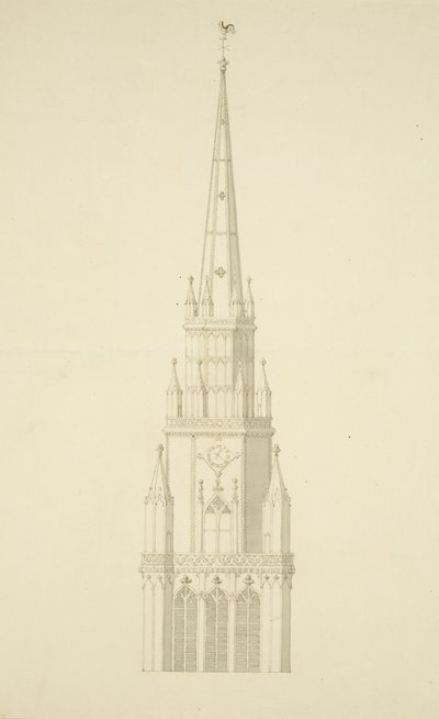 Geprojecteerde toren van St. Mary Redcliffe door Edward Shiercliffe