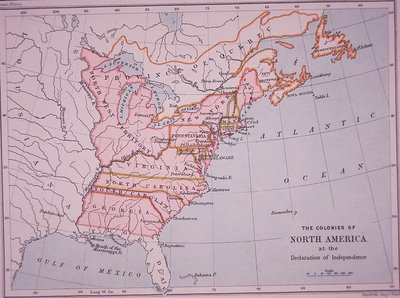 De Kolonies van Noord-Amerika bij de Onafhankelijkheidsverklaring door Edward Stanford