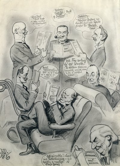 The Bystander 1000ste Nummer, met Lord Cave (1856-1928) Stanley Baldwin (1867-1947) Lord Salisbury (1861-1947) Herbert Asquith (1852-1928) en Winston Churchill (1874-1965) door Edward Tennyson Reed