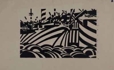 Docks scène door Edward Wadsworth