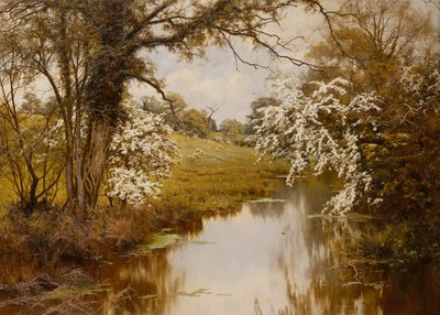 Waar de Bloeiende Meidoorns Vrolijk Bloemen door Edward Wilkins Waite