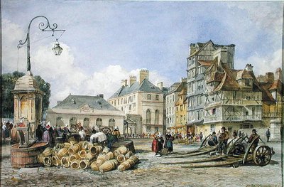 Een marktplein op het continent door Edward William Cooke