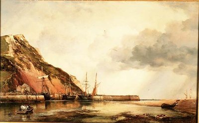 Haven van Axmouth, Devon - Laag water door Edward William Cooke