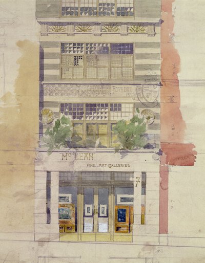 Ontwerp voor de gevel van McLean Fine Art Galleries, Haymarket, Londen door Edward William Godwin