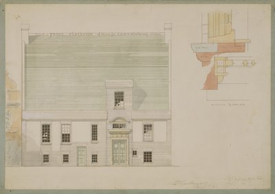 Vooraanzicht van huis voor J.A.M. Whistler Esq, Tite Street, Chelsea, 1877 door Edward William Godwin