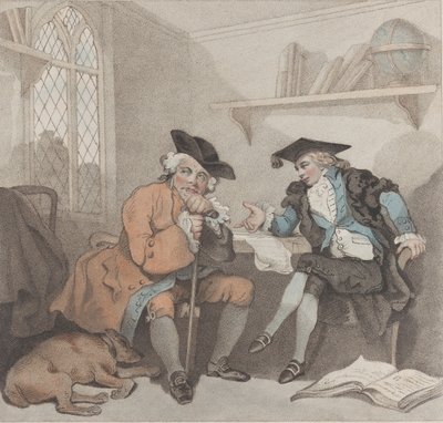Een Collegescène, of een Vruchteloze Poging op de Beurs van Oude Square-toes, 1 augustus 1787 door Edward Williams