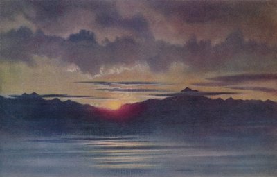 Een aprilzonsondergang vanaf Hut Point, kijkend naar het westen, 1911, 1913 door Charles Edward Wilson