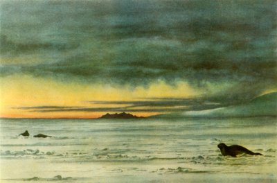 Kijkend naar het noorden in McMurdo Sound door Edward Wilson